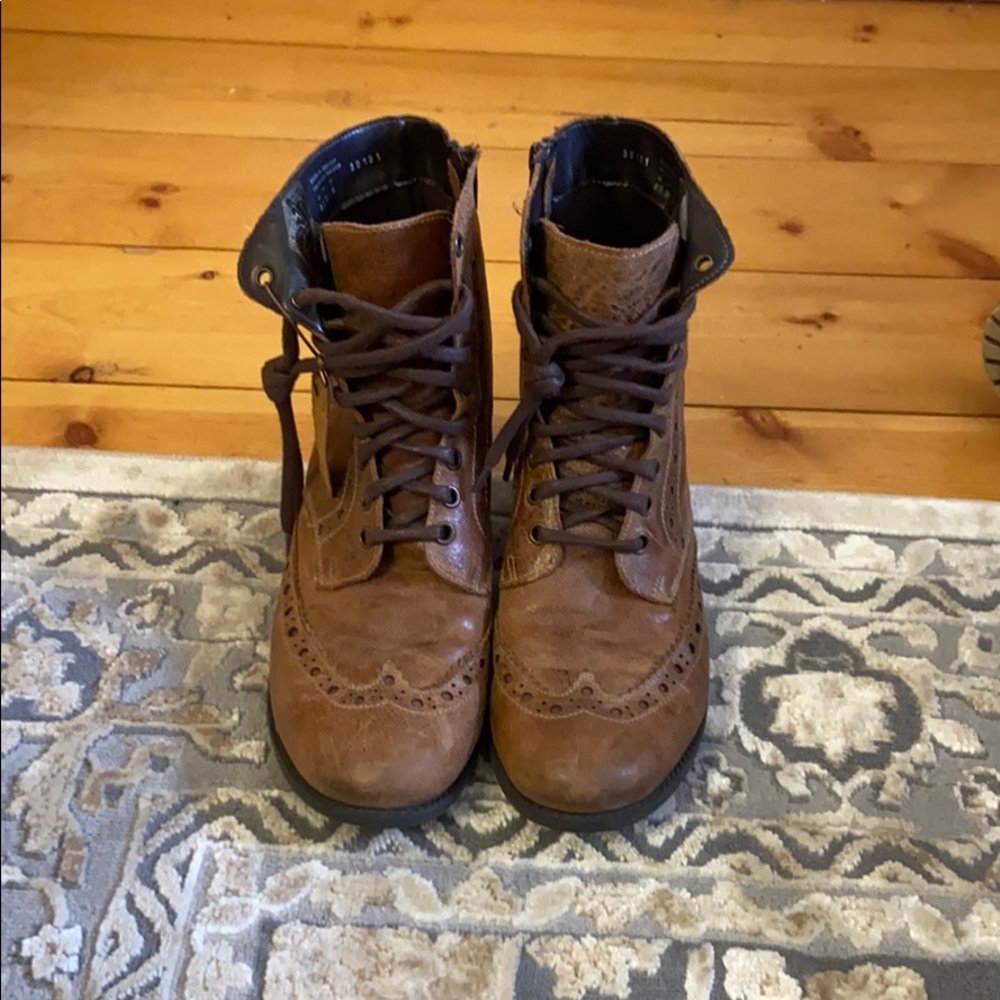 Brown combat boots